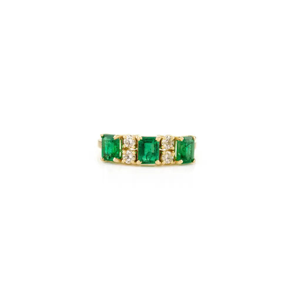 Zambian Emerald & Diamond Wholesale 14K Yellow Gold Engagement Ring Customized Jewelry
