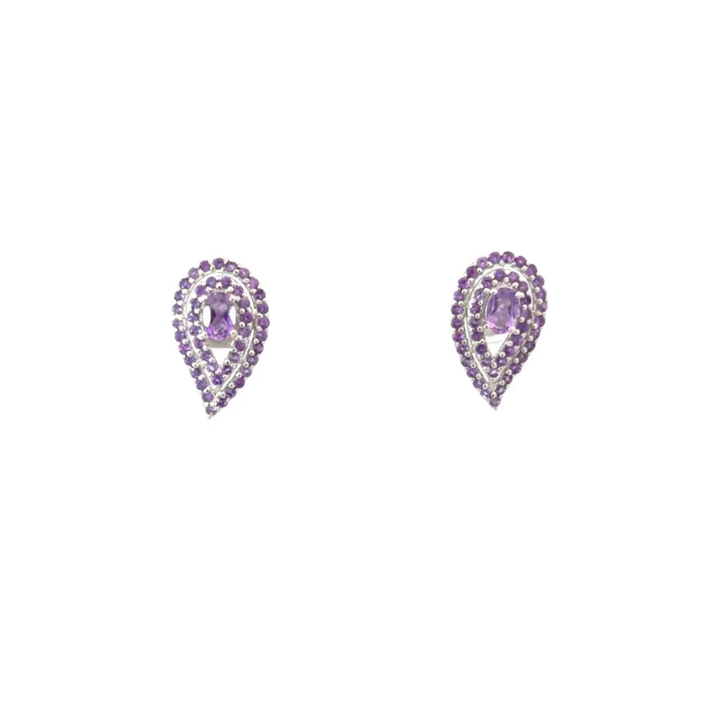 Fine Wholesale Jewelry 100% Natural Amethyst Teardrop Stud Earrings For Wedding In 925 Silver