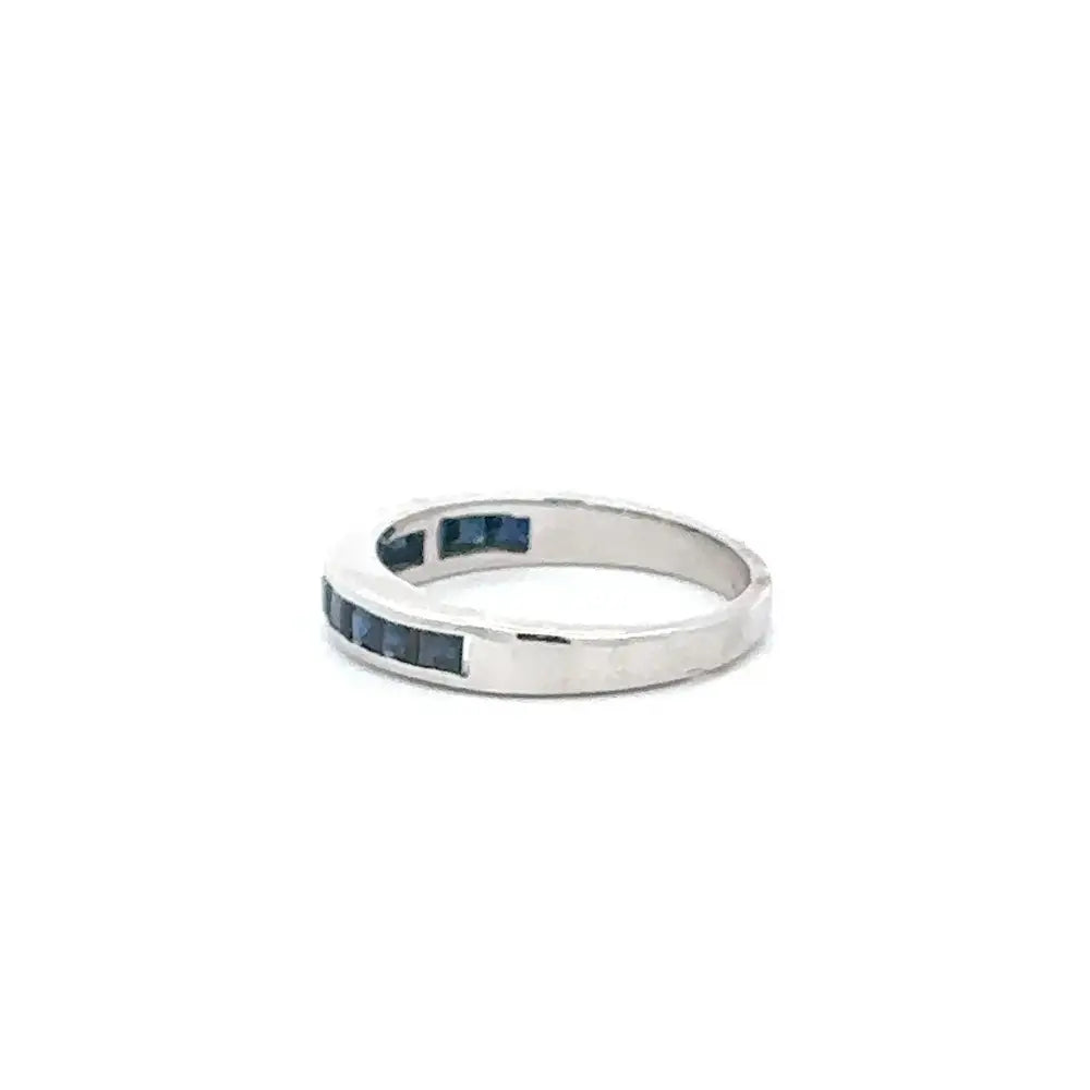 Elegant & Classic Sterling 925 Silver Sapphire Half Eternity Band Ring Trending Jewelry Supplier