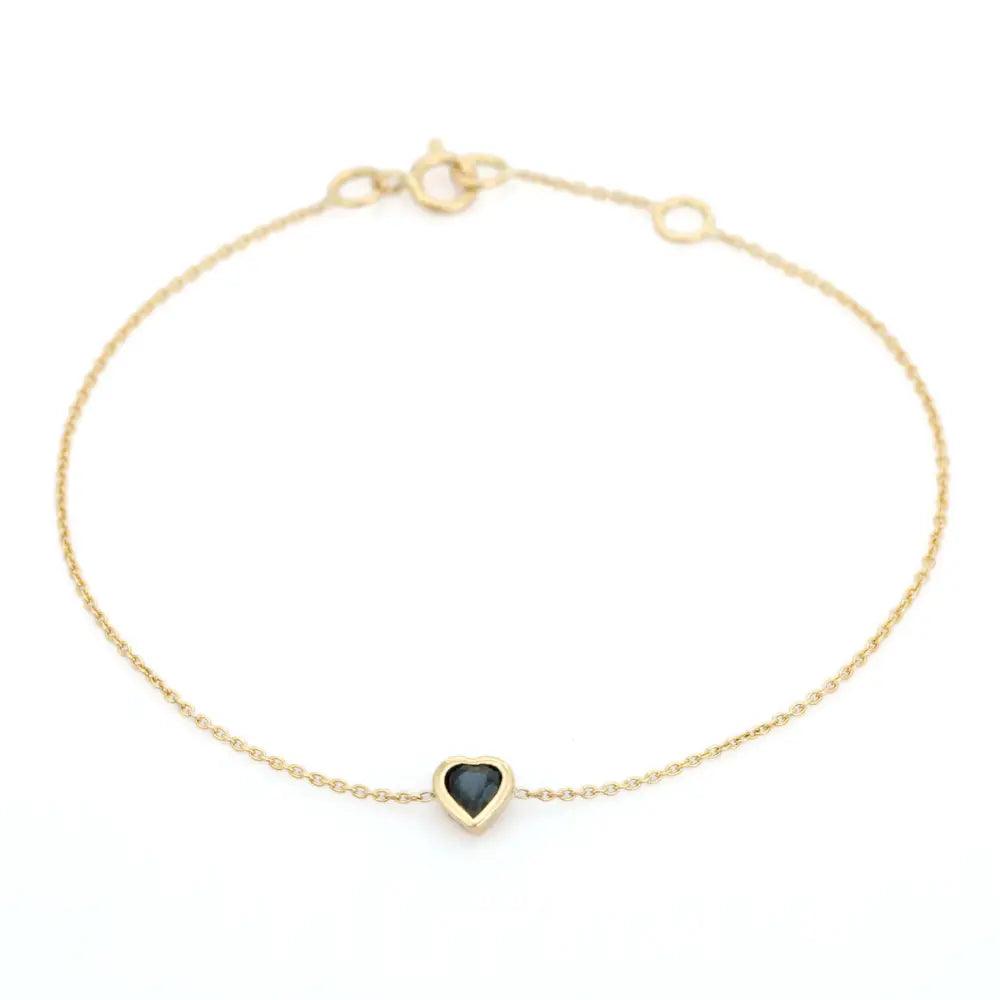 Dainty Elegant 3.2X3.2 MM Blue Sapphire Daily Wear Single Stone Chain Bracelet 14K Gold