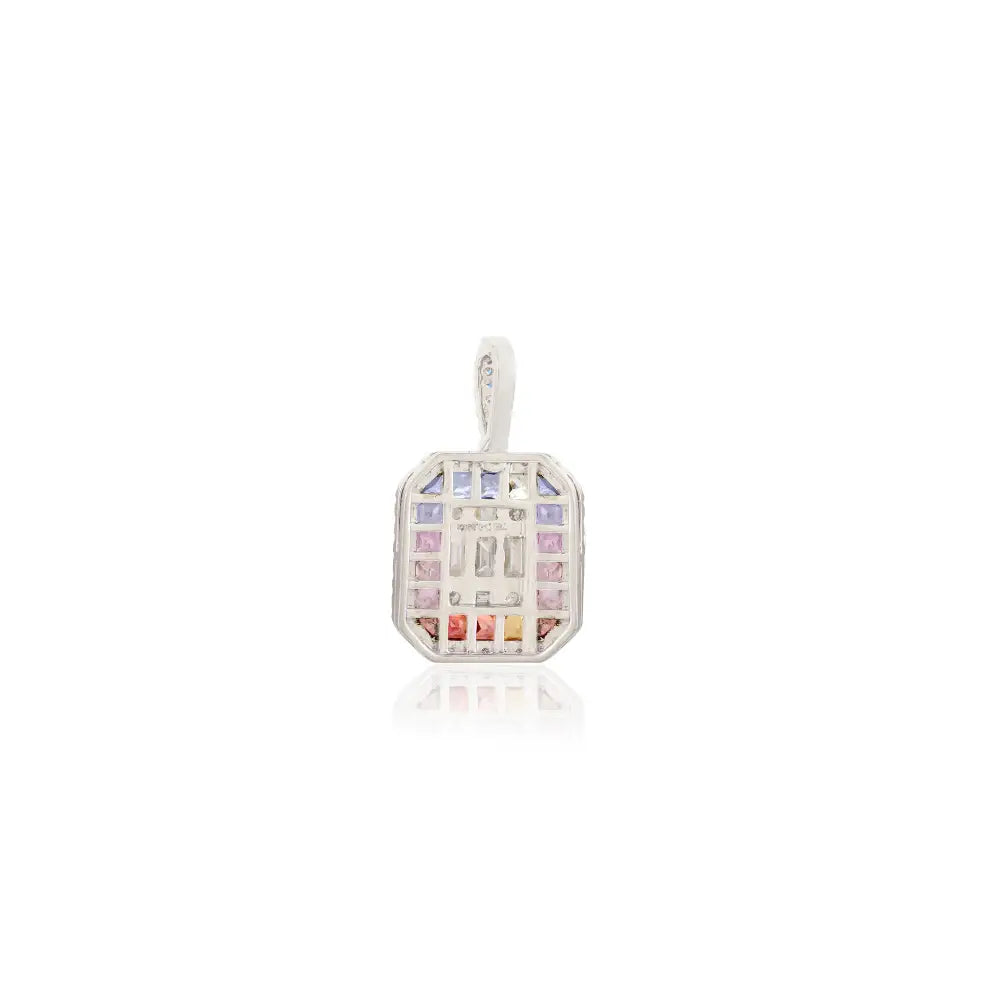 Multi Sapphire & Diamond 18K White Gold Statement Pendant Wholesale Price Bulk Jewelry