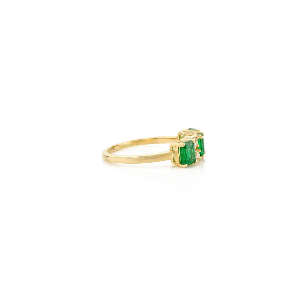 Zambian Emerald & Diamond Wholesale 14K Yellow Gold Engagement Ring Customized Jewelry