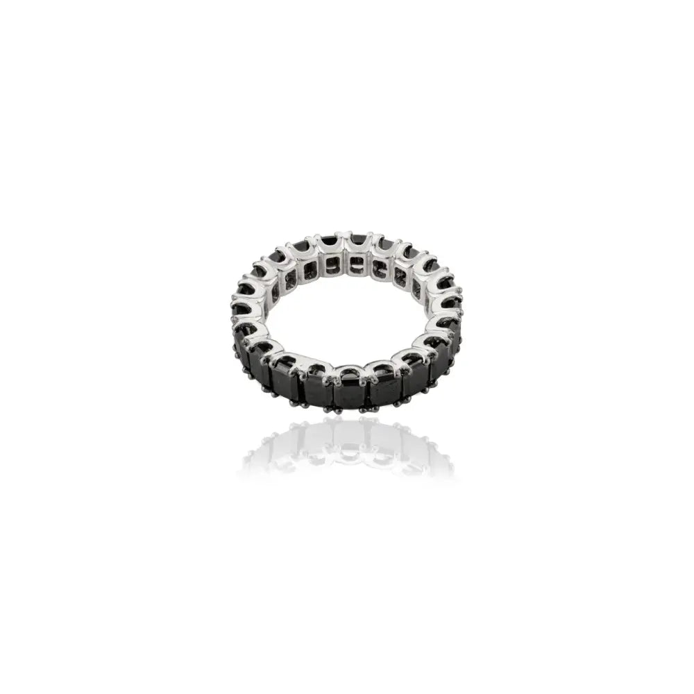 Wholesale Jewelry Black Diamond Solid 18K White Gold Full Eternity Band Ring