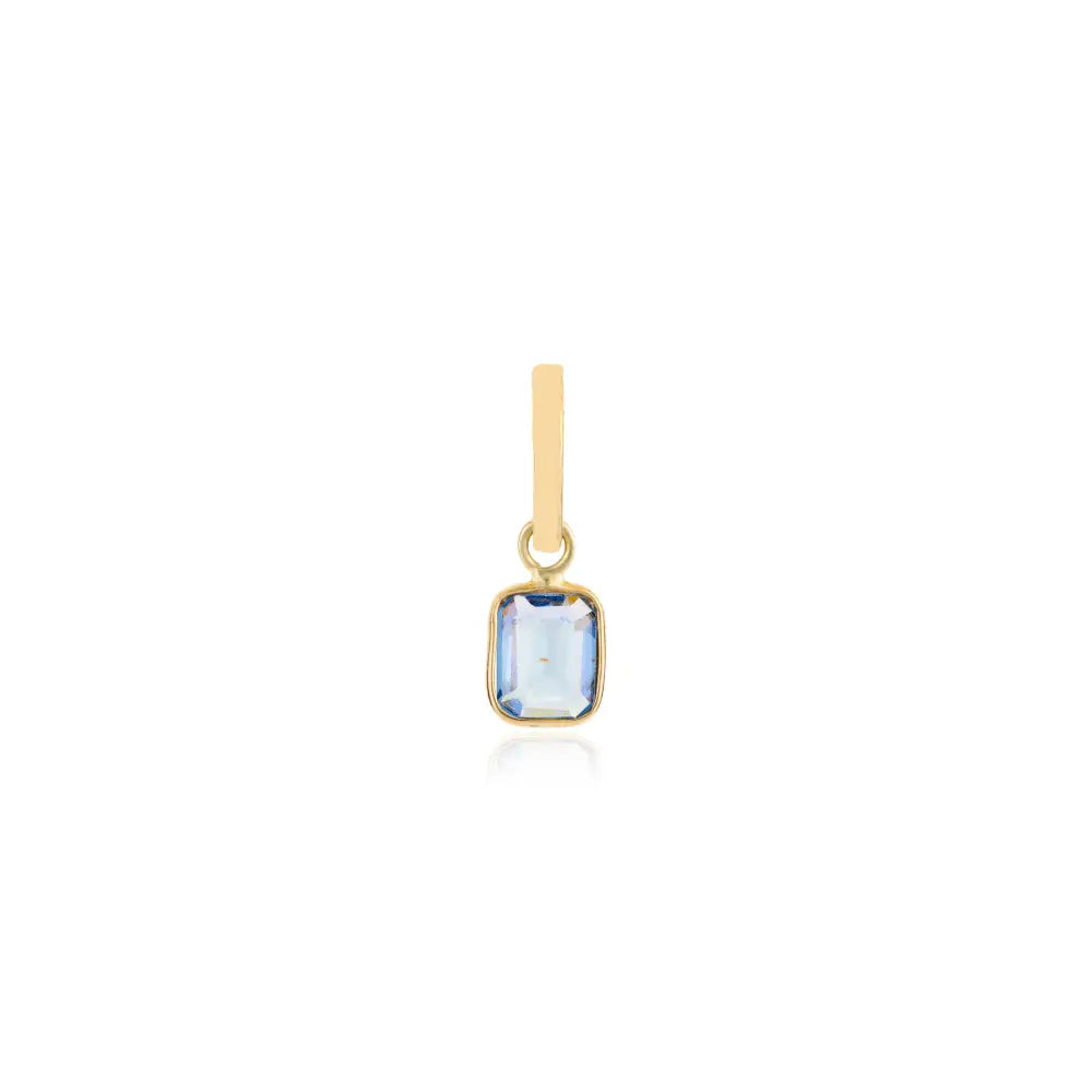 Delicate Small Octagon Cut Blue Sapphire Minimal Single Stone Pendant 14K Yellow Gold