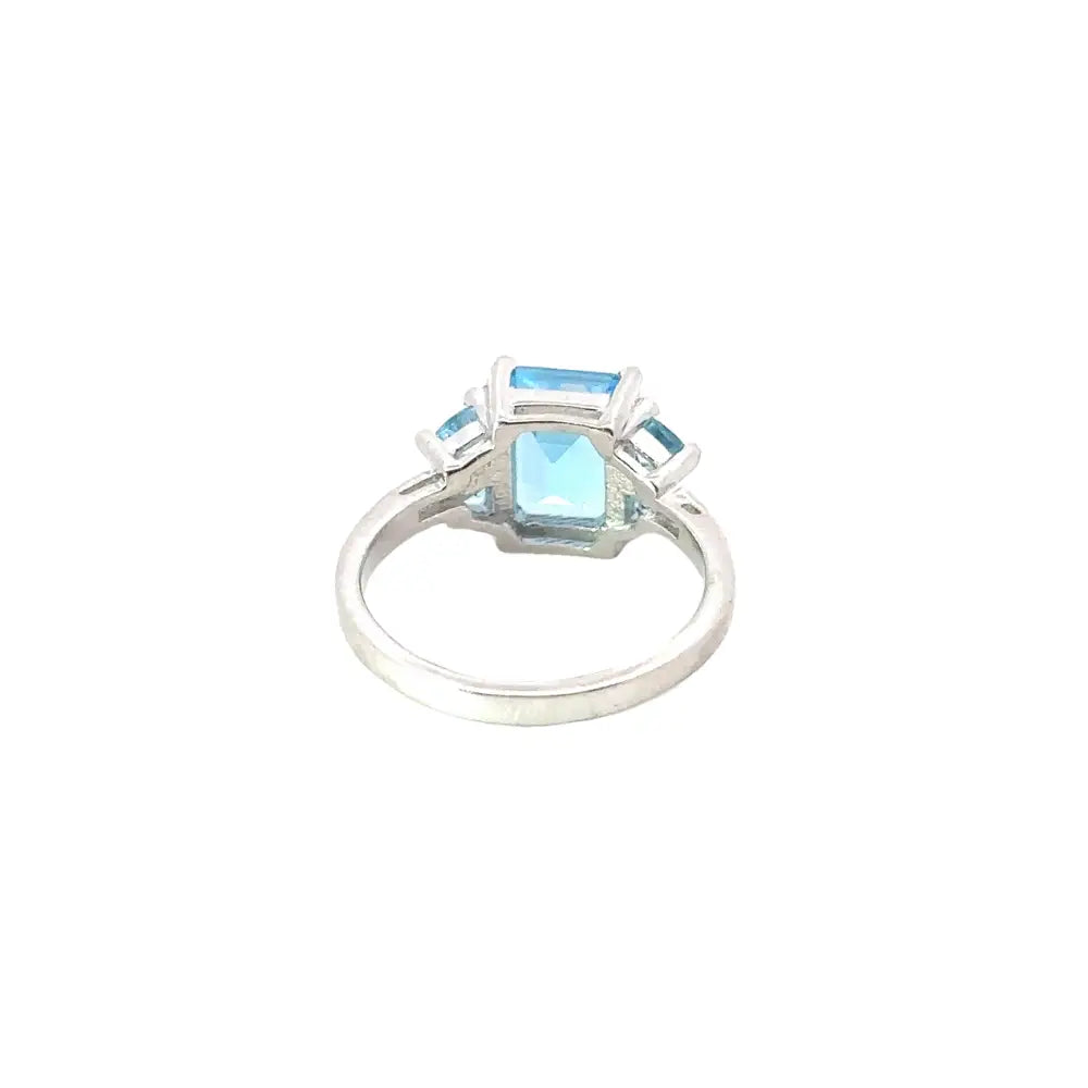 Popular Design Real Blue Topaz 925 Sterling Silver Promise Ring Prong Setting December Birthstone