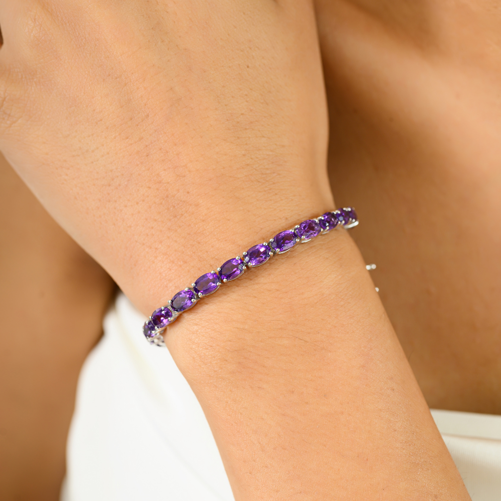 February Birthstone Handmade Real Amethyst Gemstone Bracelet For Women Exporter Low Price