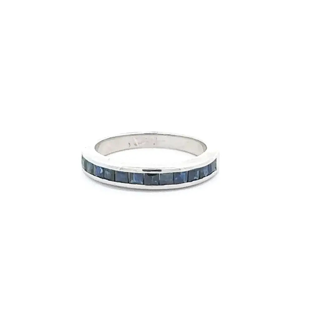 Elegant & Classic Sterling 925 Silver Sapphire Half Eternity Band Ring Trending Jewelry Supplier
