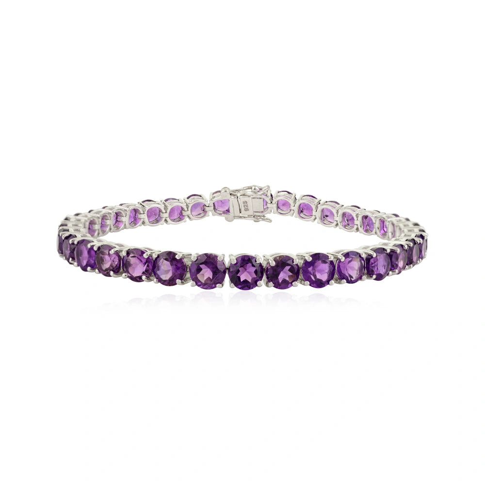 Most Beautiful 100% Natural Purple Amethyst Statement Bracelet With Prong Setting Explore Best Price