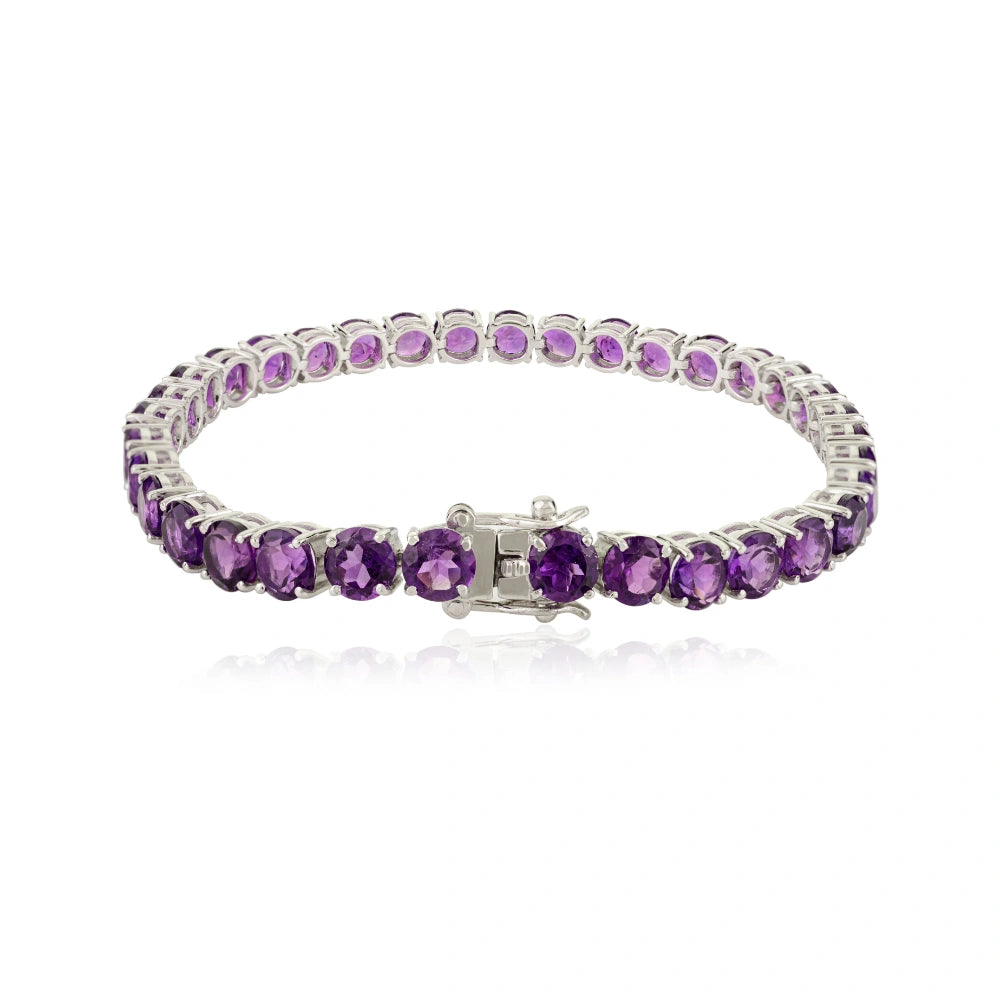 Most Beautiful 100% Natural Purple Amethyst Statement Bracelet With Prong Setting Explore Best Price