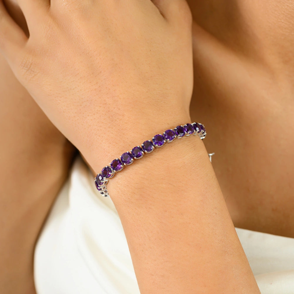Most Beautiful 100% Natural Purple Amethyst Statement Bracelet With Prong Setting Explore Best Price