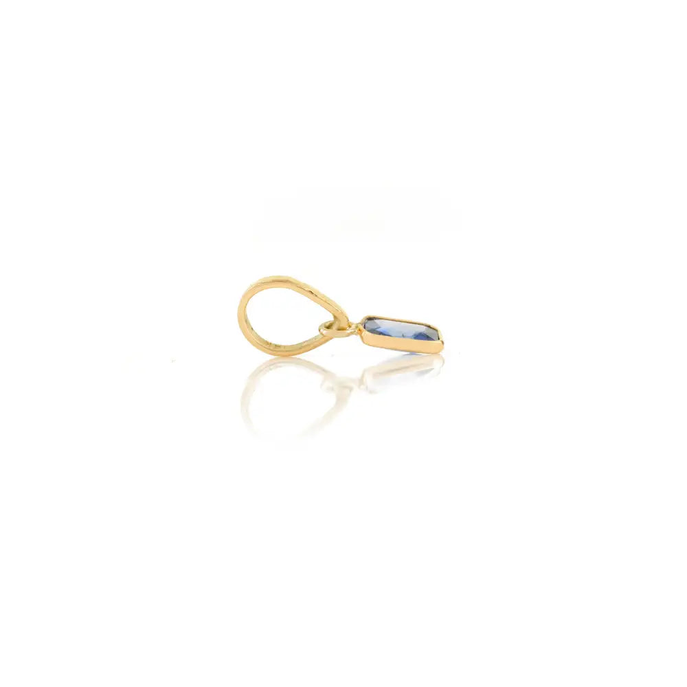 Delicate Small Octagon Cut Blue Sapphire Minimal Single Stone Pendant 14K Yellow Gold