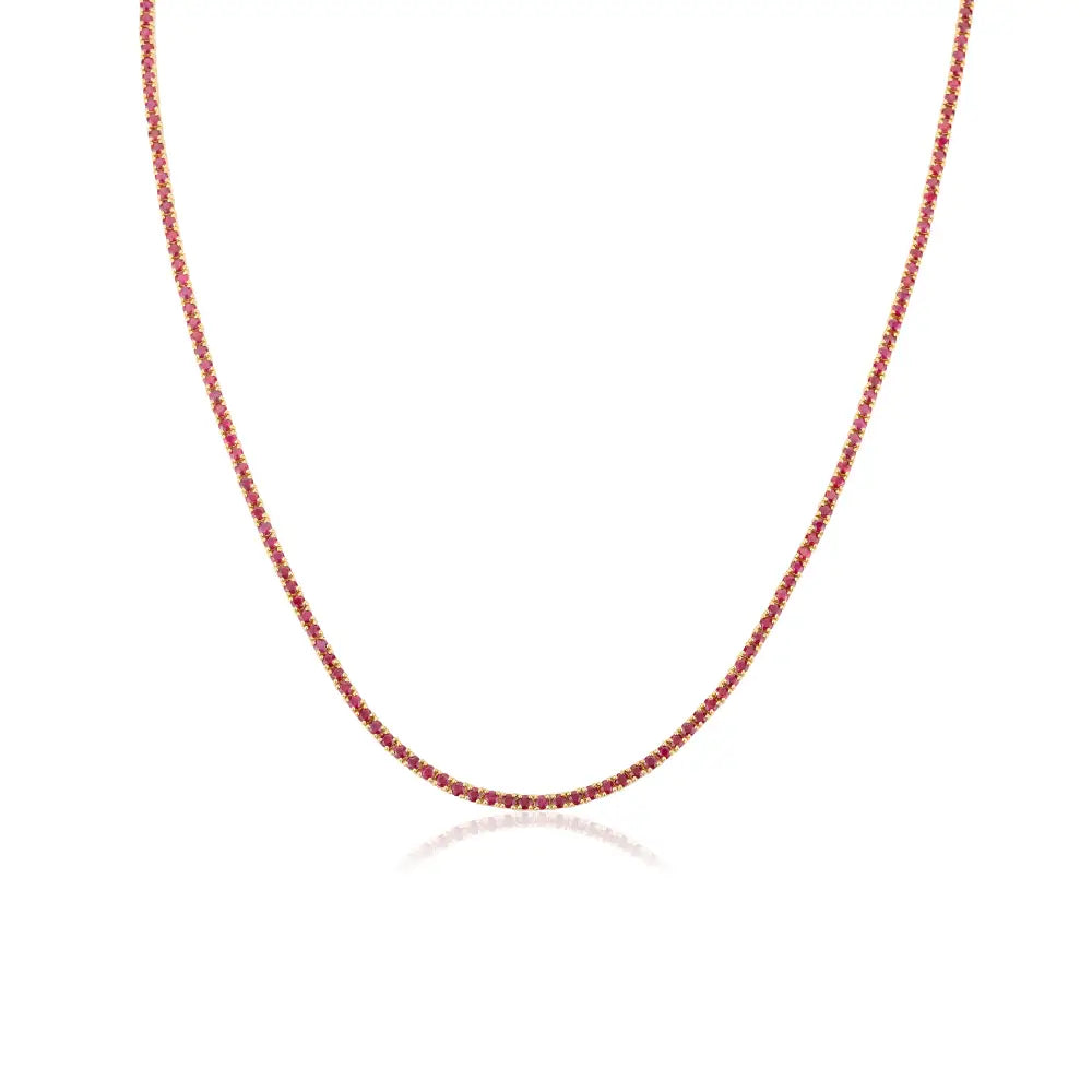Bulk Jewelry 100% Authentic Round Cut Ruby K18 Yellow Gold Tennis Necklace
