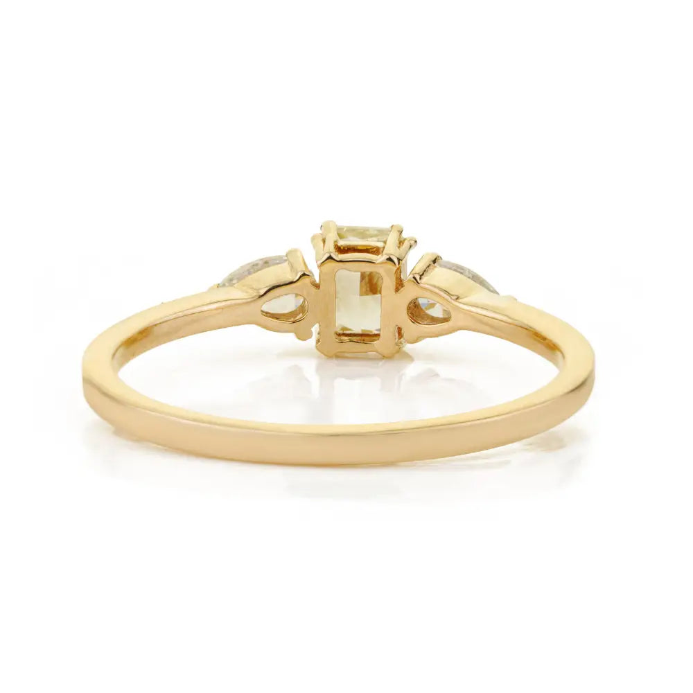 100% Natural Diamond Minimal Engagement Ring Pure K14 Yellow Gold Proposal Jewelry