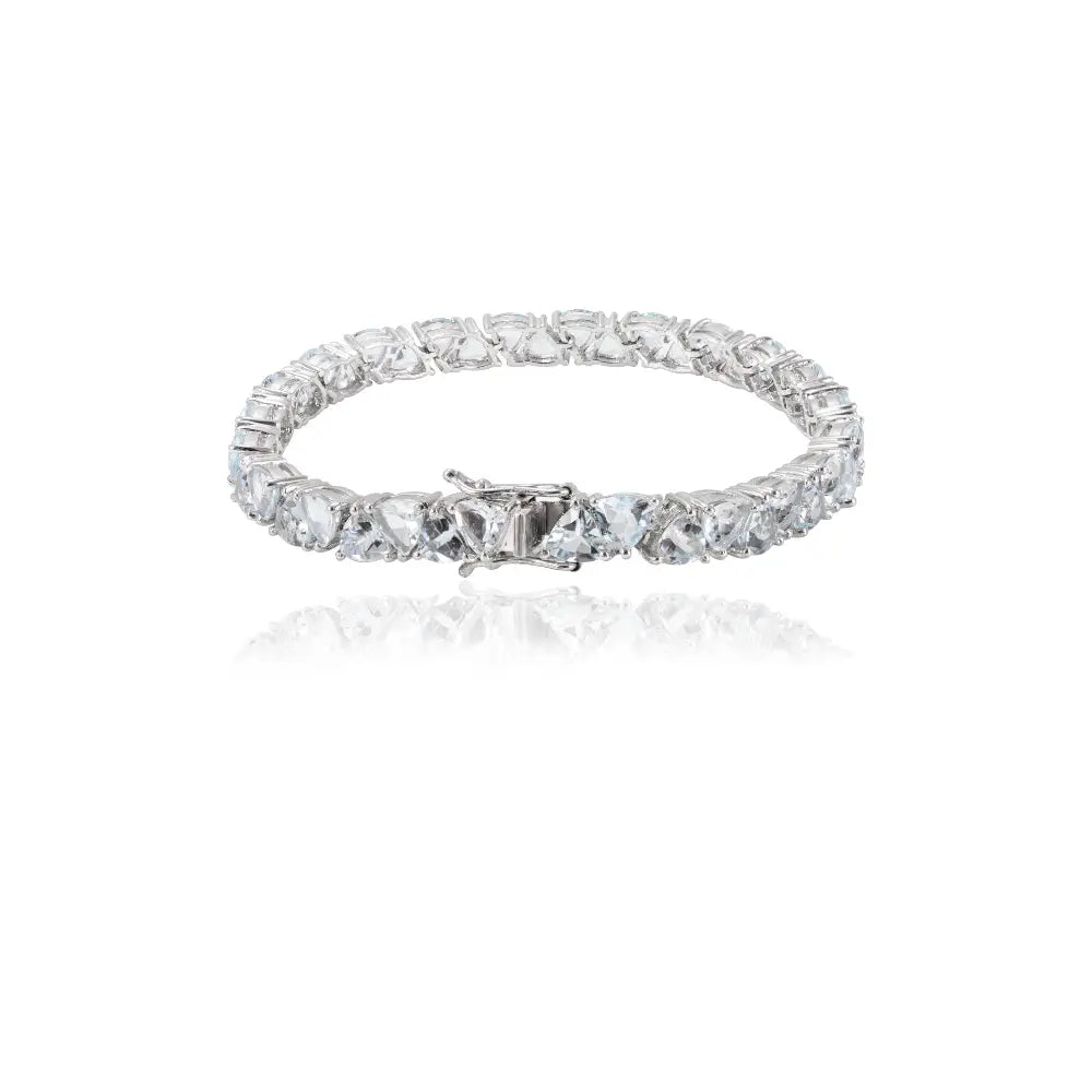 Factory Directly Sale Trillion Shape Aquamarine 925 Silver Tennis Bracelet Wholesale Item In Bulk