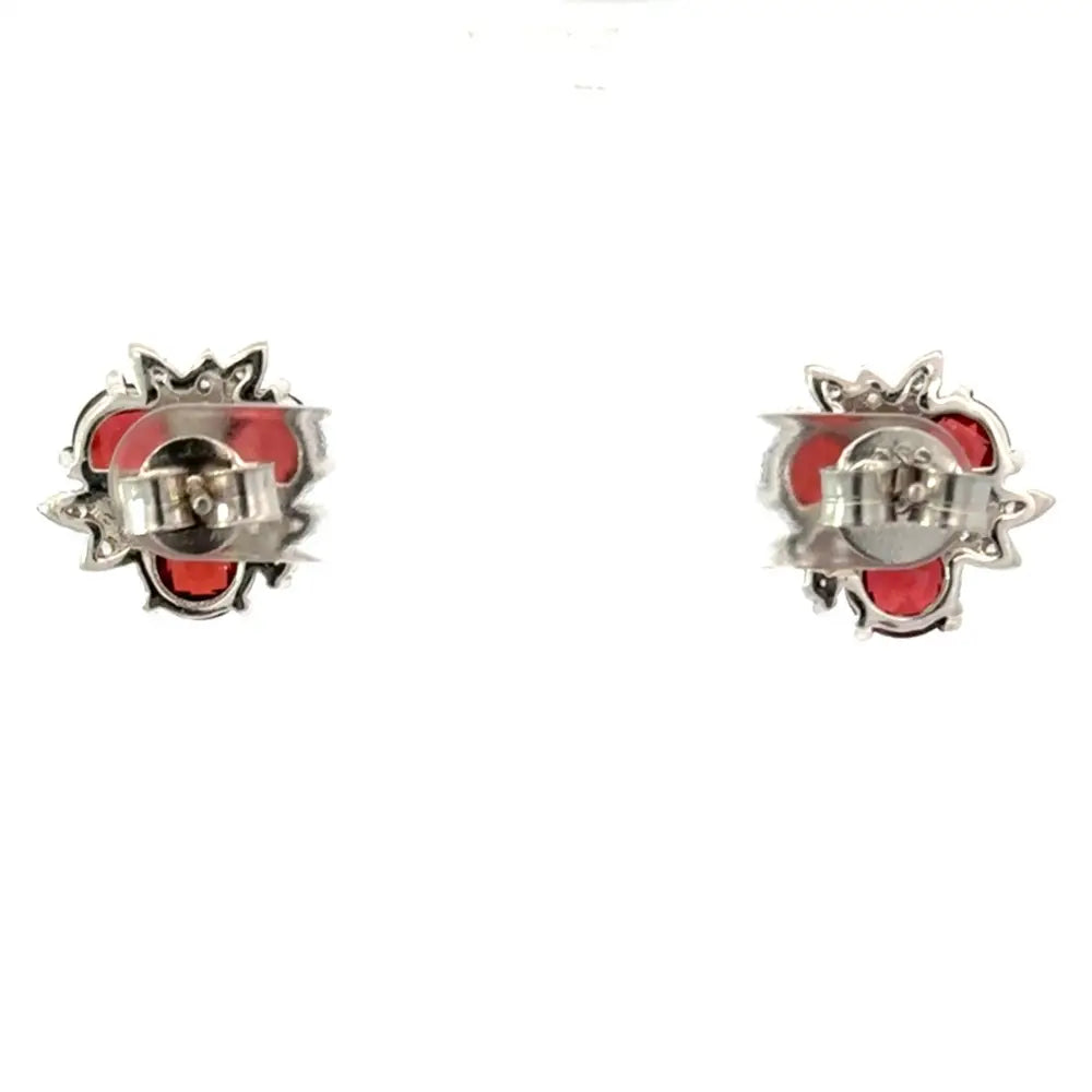 January Birthstone Garnet & American Diamond Stud Earrings Women Jewelry Best Selling Products