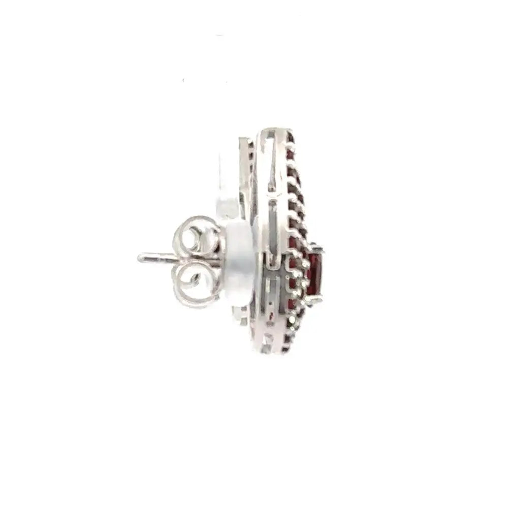 Newly Design Fine 925 Solid Silver Garnet Teardrop Stud Earrings Prong Setting Wedding Jewelry
