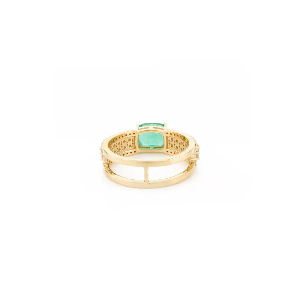 Exclusive Handmade Genuine Emerald & Diamond Engagement Ring For Women Fine Jewelry