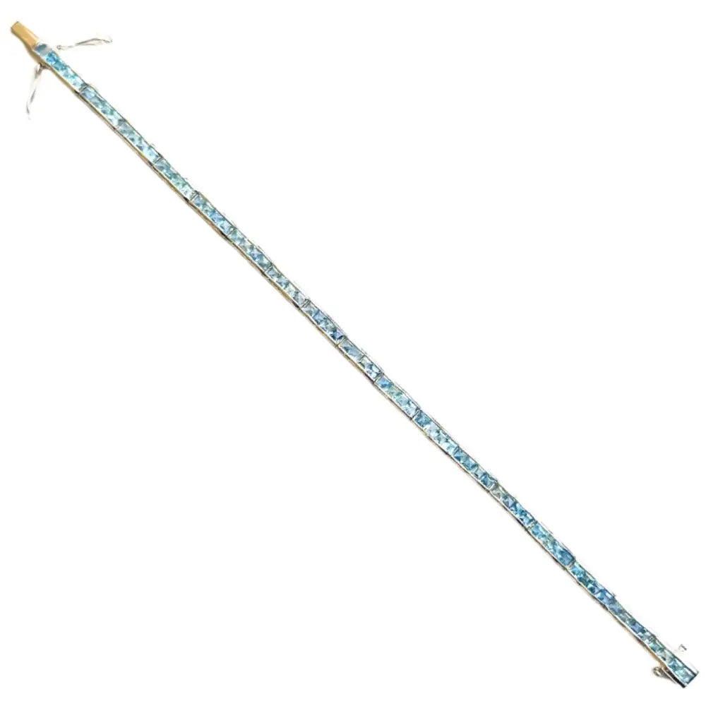 New Latest Design Genuine Blue Topaz Pure 925 Sterling Silver Tennis Bracelet For Women