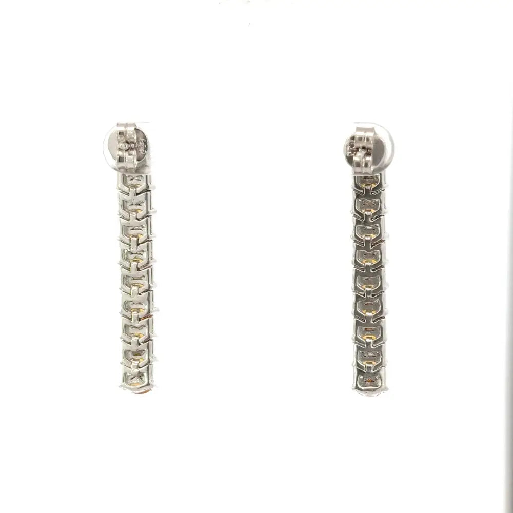 Custom Jewelry Design Classic Citrine & American Diamond Straight Dangle Earrings 925 Silver