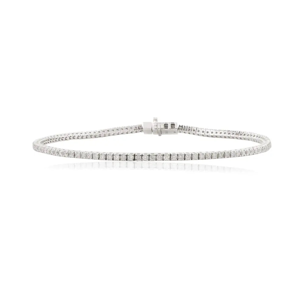 100% Natural Diamond Sleek Stacking Tennis Bracelet 18K White Gold Handmade Jewelry