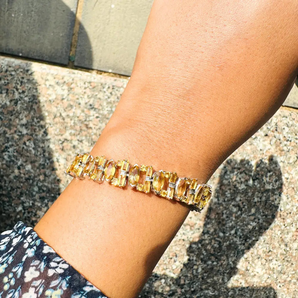 New Trendy Product Classic Citrine Statement Bracelet For Women Set In Prong Setting