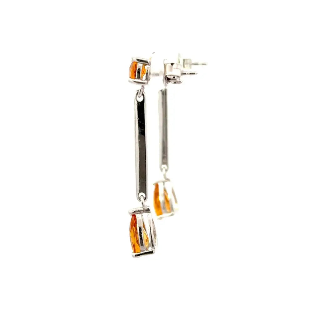 Designer Fine Jewelry Natural Citrine Dangle & Drop Earrings For Women Pure 925 Sterling Silver