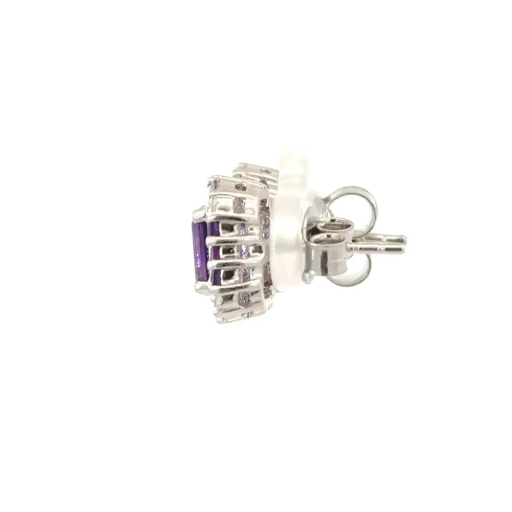 Stunning Elegant & Classic Amethyst & American Diamond Simple Stud Earrings Valentine's Day Gift