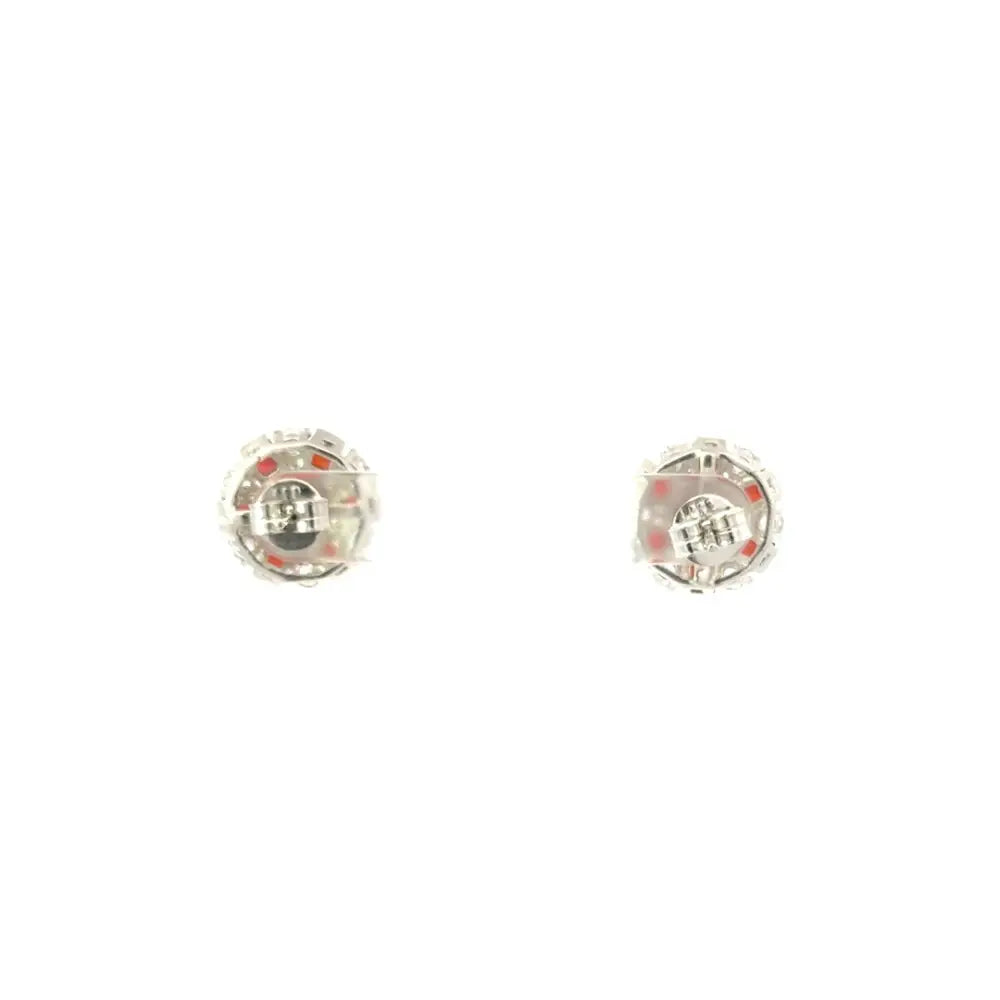Handmade Genuine Garnet & American Diamond Minimal Round Stud Earrings Anniversary Gift