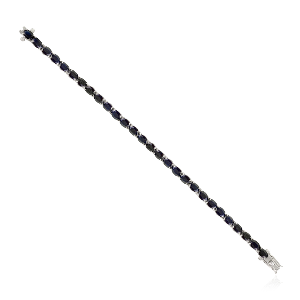Unique Design Solid 925 Silver Genuine Blue Sapphire Tennis Bracelet For Women