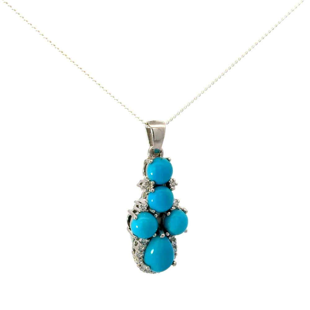 100% Natural Turquoise & American Diamond Statement Pendant Latest Design Birthstone Jewelry
