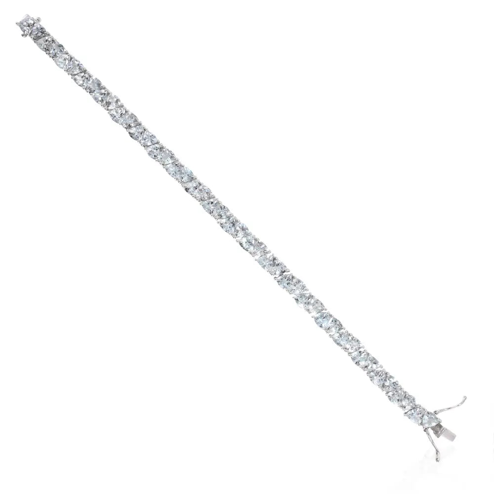 Factory Directly Sale Trillion Shape Aquamarine 925 Silver Tennis Bracelet Wholesale Item In Bulk