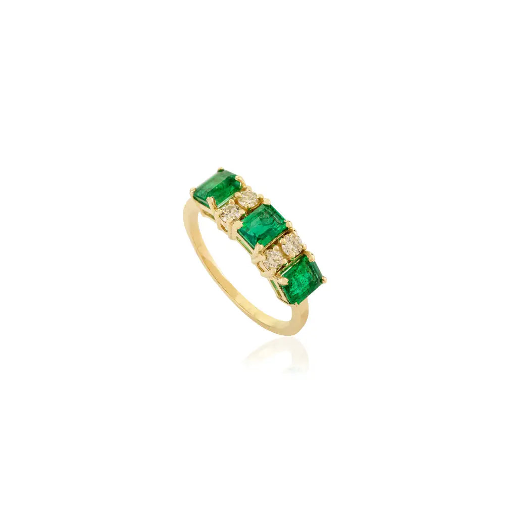 Zambian Emerald & Diamond Wholesale 14K Yellow Gold Engagement Ring Customized Jewelry