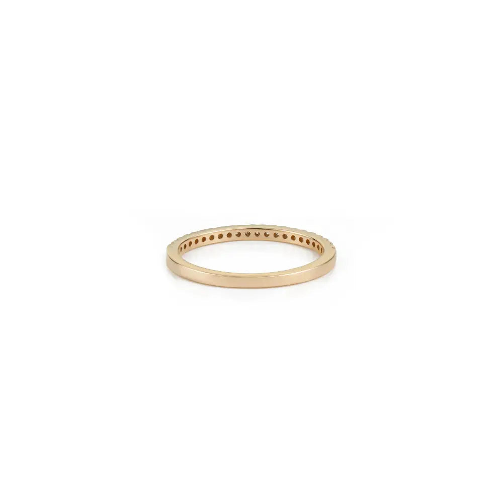 Elegant Stacking 14K Real Yellow Gold Round Cut Diamond Half Eternity Band Ring Gift For Her