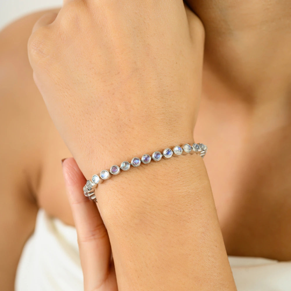 Wholesale Item In Bulk Genuine Moonstone Sleek Bracelet 925 Sterling Silver Fine Jewelry