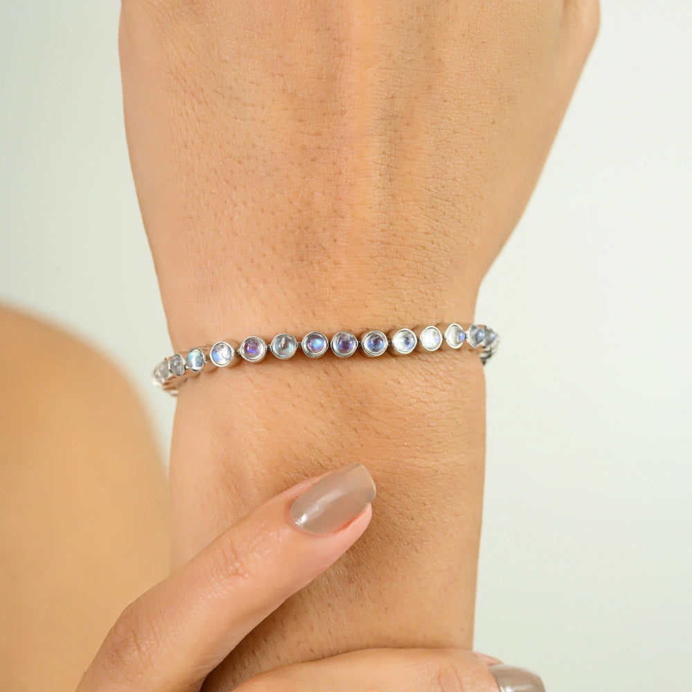 Wholesale Item In Bulk Genuine Moonstone Sleek Bracelet 925 Sterling Silver Fine Jewelry