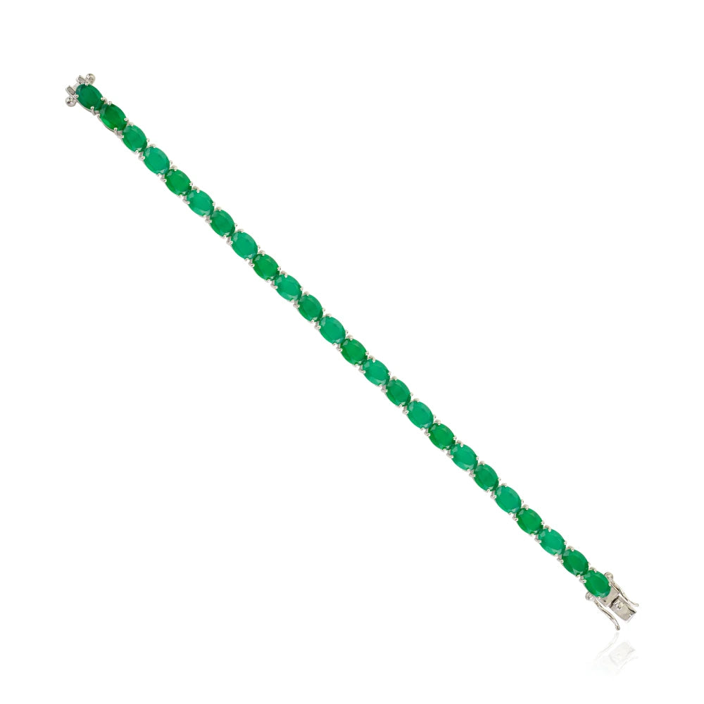 Top Quality Jewelry Manufacture Oval Shape 100% Authentic Emerald Statement Bracelet May Birthstone