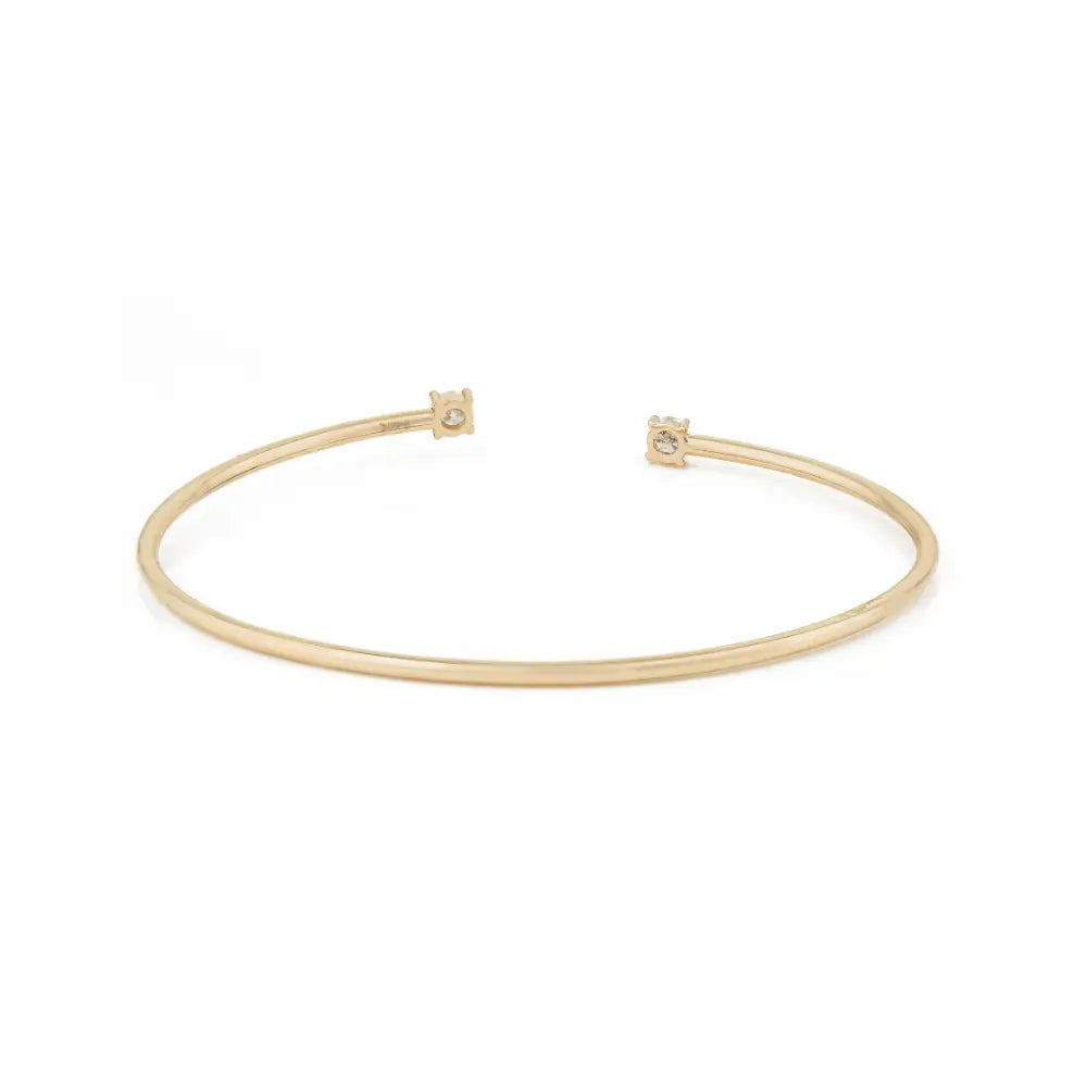 April Birthstone Natural Round Brilliant Cut Diamond Stackable Cuff Bracelet 14K Gold Jewelry