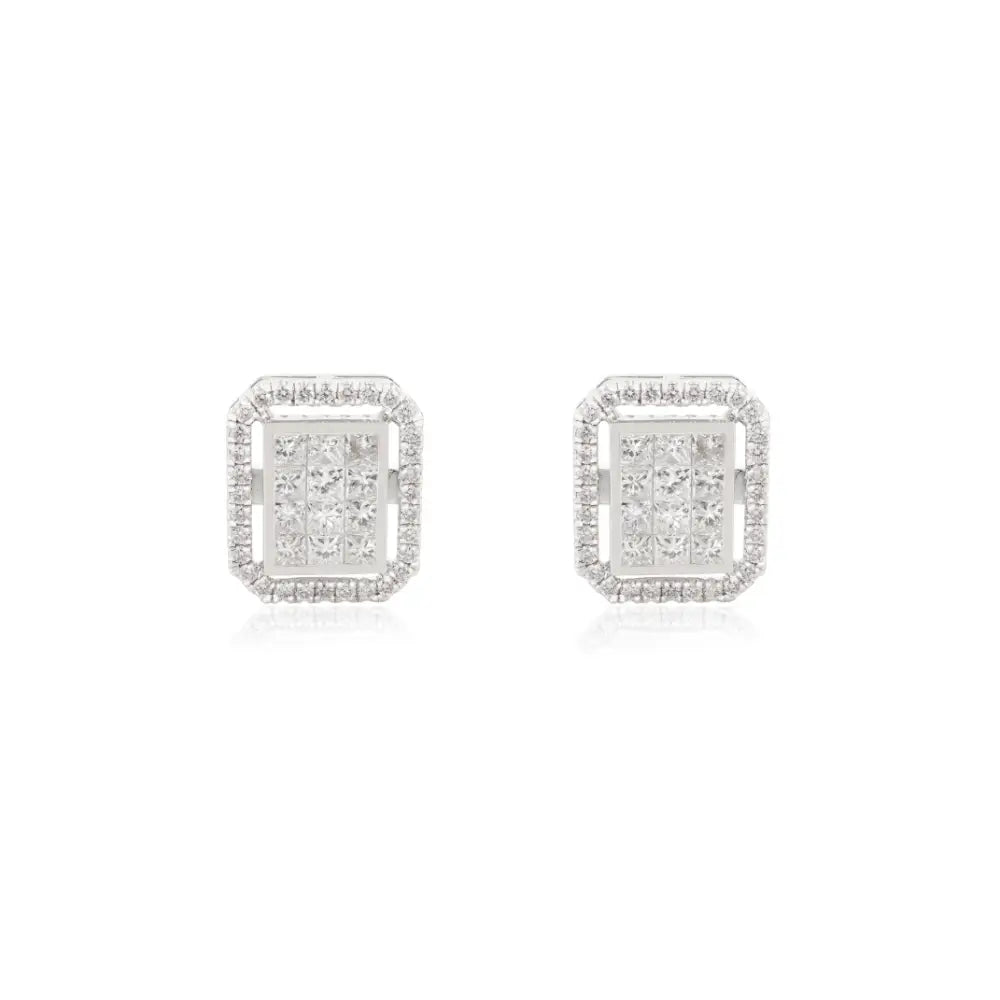 Best Selling Products White Gold Genuine Diamond Statement Stud Earrings For Wedding