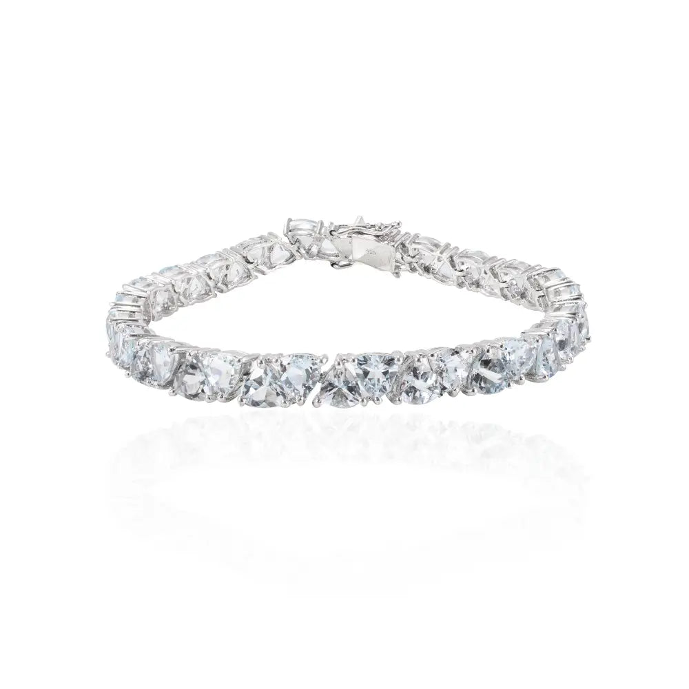 Factory Directly Sale Trillion Shape Aquamarine 925 Silver Tennis Bracelet Wholesale Item In Bulk