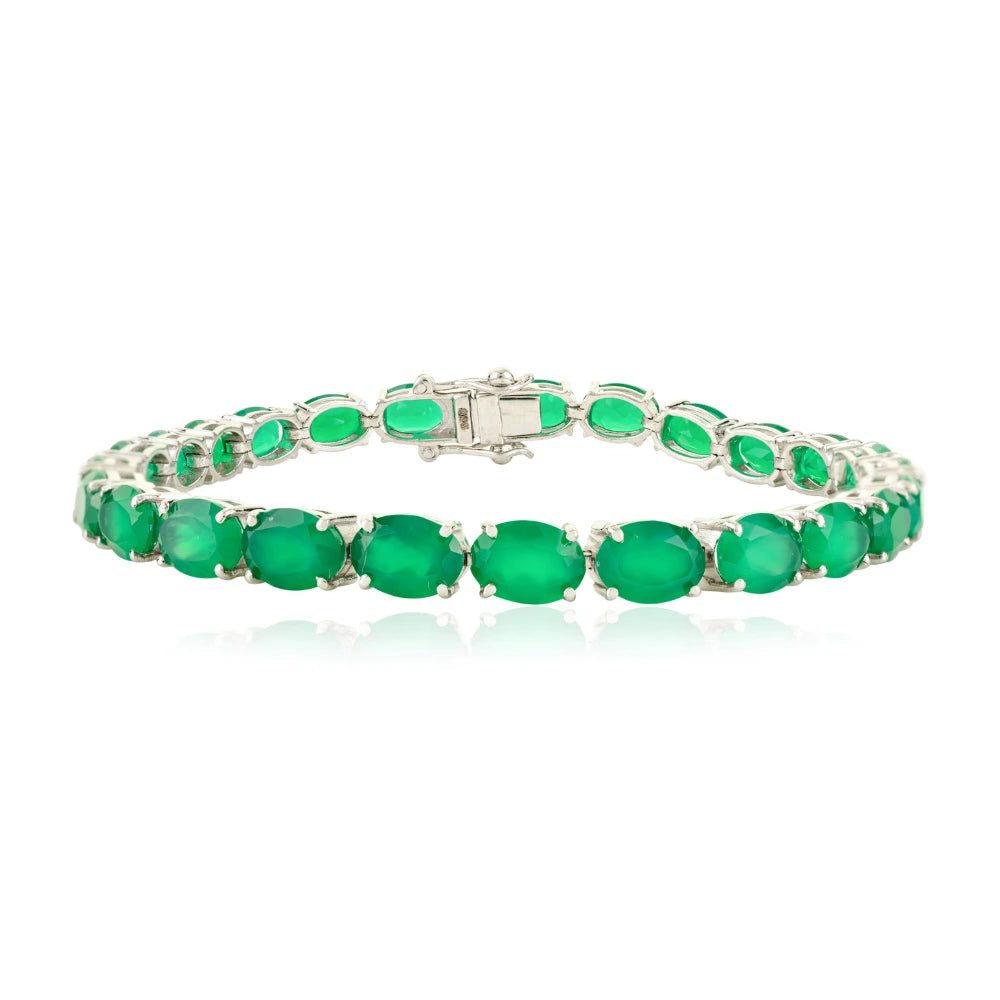 Top Quality Jewelry Manufacture Oval Shape 100% Authentic Emerald Statement Bracelet May Birthstone