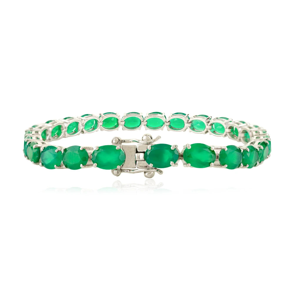 Top Quality Jewelry Manufacture Oval Shape 100% Authentic Emerald Statement Bracelet May Birthstone
