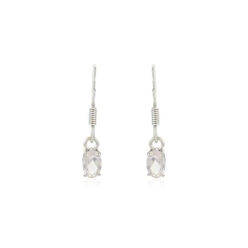 Top Seller Handmade Real Rose Quartz Gemstone Dangle Earrings 925 Silver Fine Jewelry