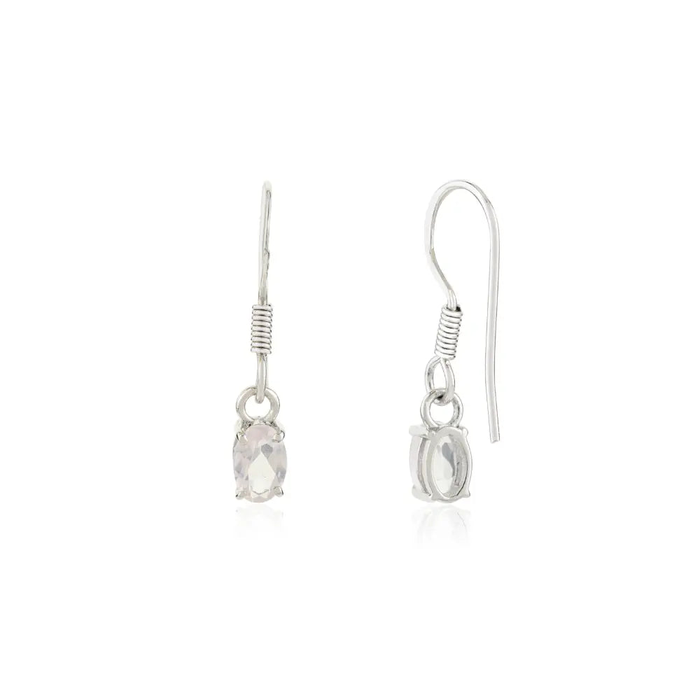 Top Seller Handmade Real Rose Quartz Gemstone Dangle Earrings 925 Silver Fine Jewelry