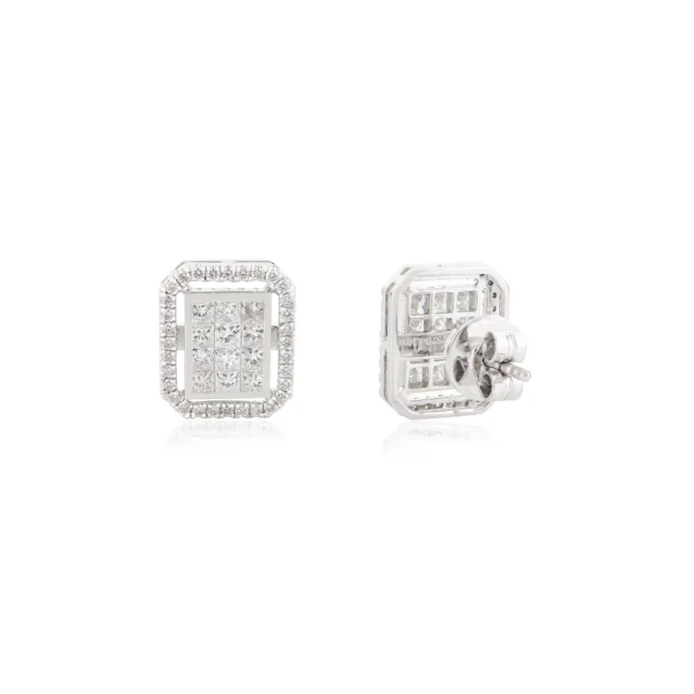 Best Selling Products White Gold Genuine Diamond Statement Stud Earrings For Wedding