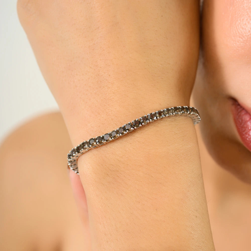 Box Lock Handmade Real Smokey Topaz Tennis Bracelet For Women Exporter Bulk Order