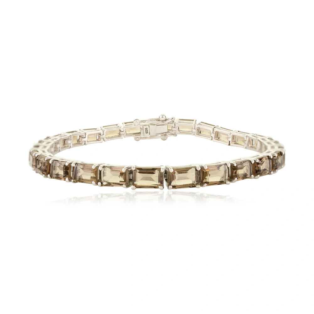 925 Pure Sterling Silver Jewelry Natural Smokey Topaz Sleek Bracelet Best Selling Products
