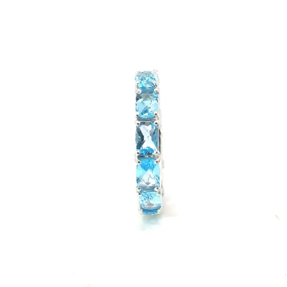 December Birthstone 925 Sterling Silver Blue Topaz Full Eternity Band Ring For Women