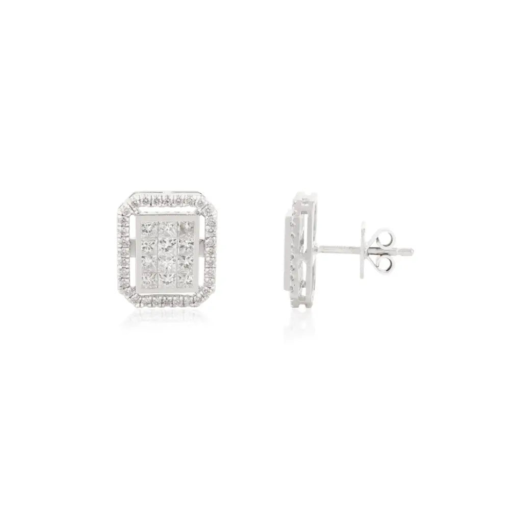 Best Selling Products White Gold Genuine Diamond Statement Stud Earrings For Wedding