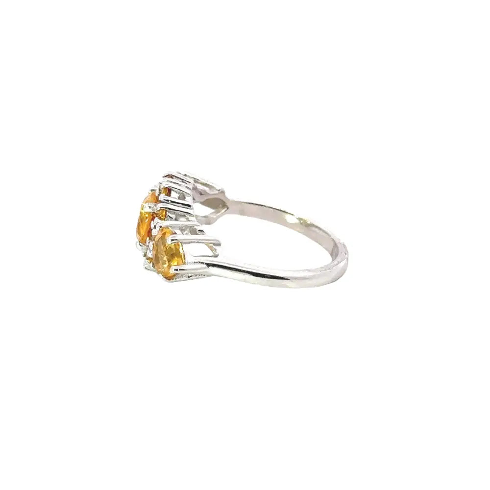 November Birthstone Genuine Citrine Prong Setting Cluster Ring For Women Pure 925 Sterling Silver