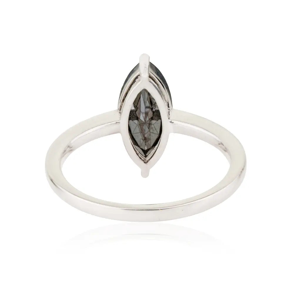 Wholesale Marquise Cut Black Diamond Solitaire Ring Real K14 White Gold Handmade Jewelry